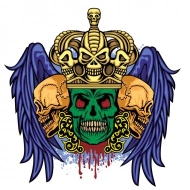 Kafatası ile gotik tabela, grunge vintage tasarım tişörtler