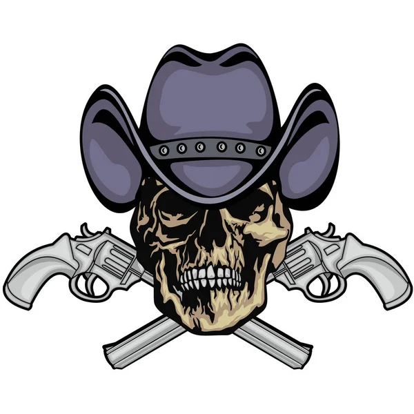 Cowboys Emblem Mit Totenkopf Und Pistole Grunge Vintage Design Shirts — Stockvektor