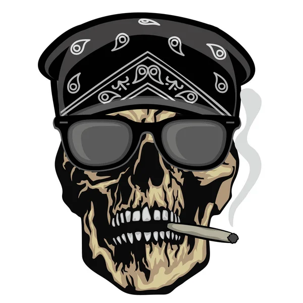 Aggressive Emblem Skull Bandana Grunge Vintage Design Shirts — Stock Vector