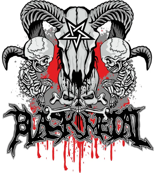 Gothic Sign Skull Pentagram Grunge Vintage Design Shirts — Stock Vector
