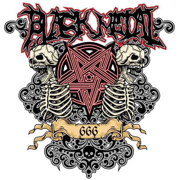 Gothic Sign Skull Pentagram Grunge Vintage Design Shirts — Stock Vector
