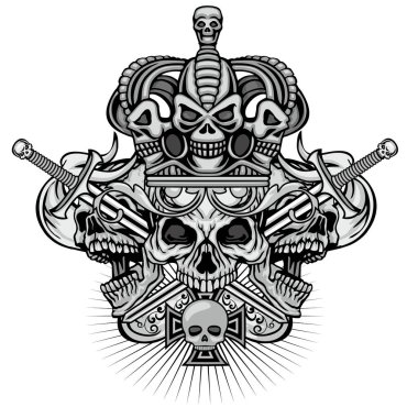 Kafatası ile gotik tabela, grunge vintage tasarım tişörtler