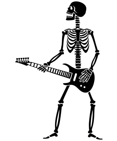 Vector Icon Flat Skeleton Guitar Stencil — Stock Vector