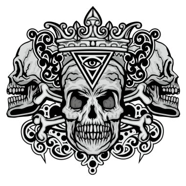 Kafatası ile gotik tabela, grunge vintage tasarım tişörtler