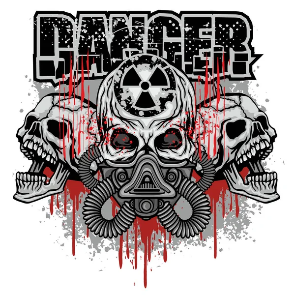 Emblème Agressif Avec Crâne Shirts Design Vintage Grunge — Image vectorielle