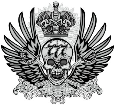 Kafatası ile gotik tabela, grunge vintage tasarım tişörtler