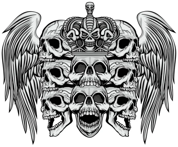 Kafatası ve kanatlı gotik tabela, grunge vintage tasarım tişört