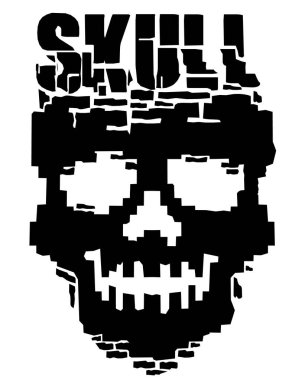 piksel kafatası, grunge vintage dizayn tişörtü