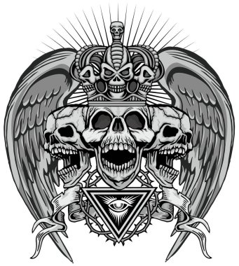 Kafatası ile gotik tabela, grunge vintage tasarım tişörtler