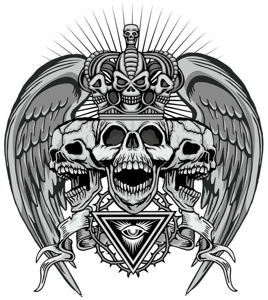 Kafatası ile gotik tabela, grunge vintage tasarım tişörtler