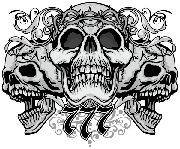 Signo Gótico Con Cráneo Camisetas Diseño Vintage Grunge — Vector de stock