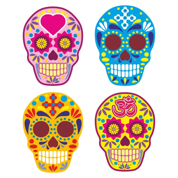 Muerte Santa Día Los Muertos Calavera Azúcar Mexicana — Vector de stock