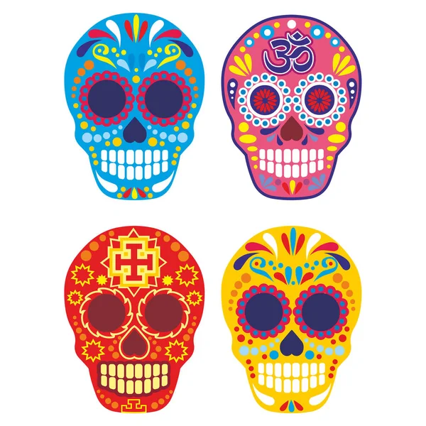 Muerte Santa Día Los Muertos Calavera Azúcar Mexicana — Archivo Imágenes Vectoriales