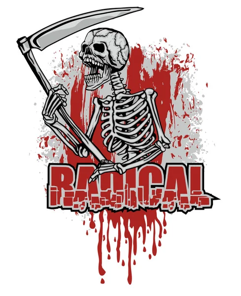 Emblème Agressif Avec Crâne Shirts Design Vintage Grunge — Image vectorielle