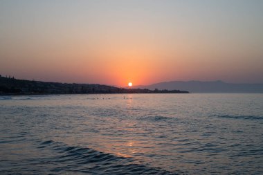 Hanya, Girit, Yunanistan sahillerinde güzel bir gün batımı