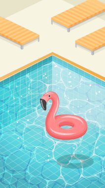 Su yüzeyi dalgalanmalar ve flamingo yüzme daire.