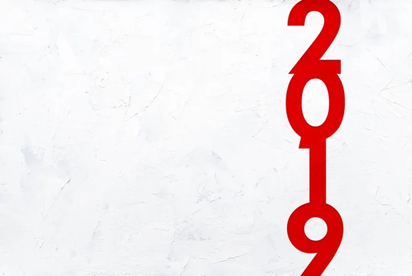 2019新年背景 红色文字与纹理为新年的业务 全球周年事件 — 图库照片