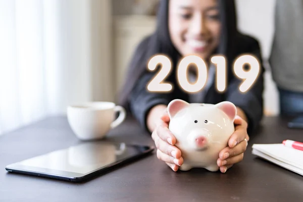 Negocios Exitosos 2019 Comience Nuevo Año Negocios Goal Money Ahorro —  Fotos de Stock