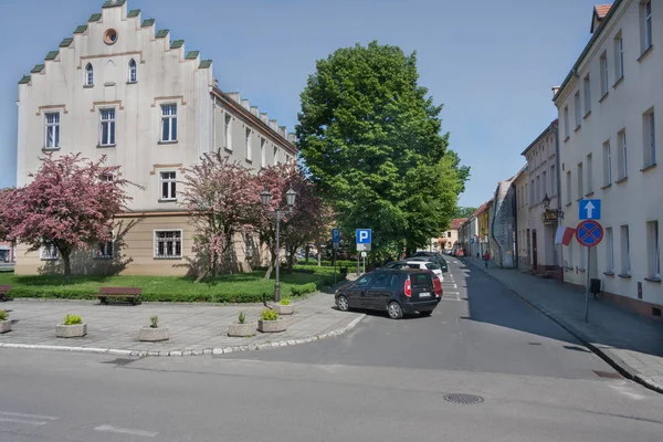 Pyskowicach Maja 2018 Rynek Przebudowany Pożarze 1822 Roku Zgodnie Planem — Zdjęcie stockowe