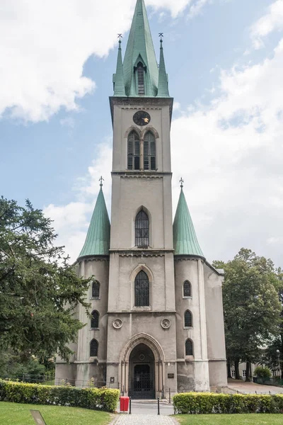 Historisch Evangelisch Die Augsburger Erlöserkirche Der Stadt Bielsko Biala — Stockfoto