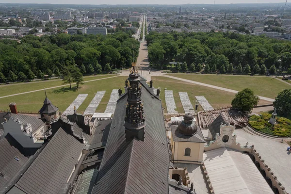 Panorama Częstochowskiej Widok Alei Wieży Klasztornych Jasna Gora — Zdjęcie stockowe