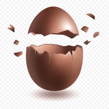 Chocolate egg explosion. Easter egg template design isolated on transparent background.  clipart