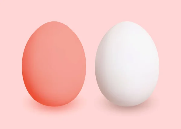 Huevos de Pascua de coral y blanco hechos en estilo realista y paleta de moda del año 2019 . — Vector de stock