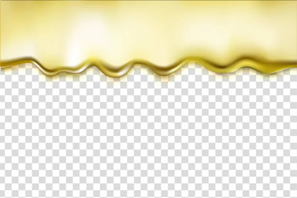 Gold Flüssigkeit tropfende Legierung Textur isoliert auf transparentem Hintergrund. glänzendes goldenes Metallic-Öl, glänzender flüssiger Rand. Vektor-Illustration für Ihr Design. — Stockvektor