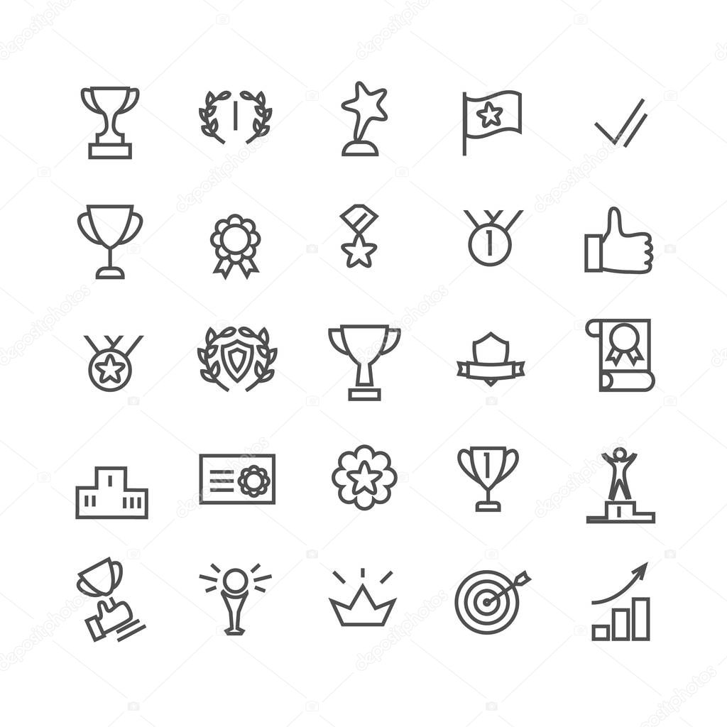 Award or champ icon set. Line art.  Vector illustration for Your design.