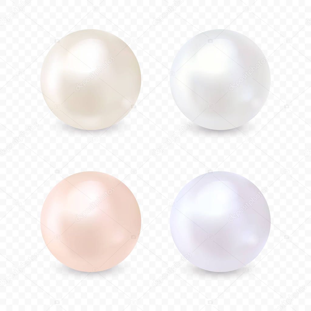 Pearl set isolated on transparent background. 