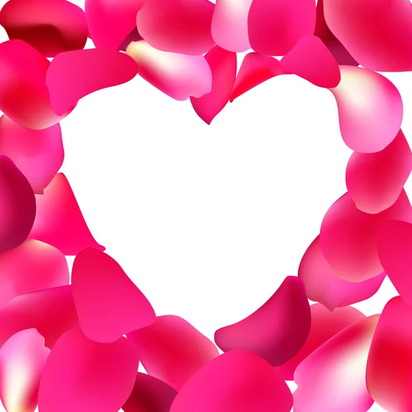 心形框架由粉红色的玫瑰花瓣制成。母亲节, 母亲节, 贺卡模板. — 图库矢量图片