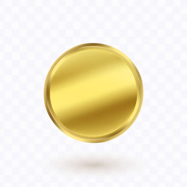 Goldmünze mit Schatten isoliert auf transparentem Hintergrund in realistischem Stil. — Stockvektor
