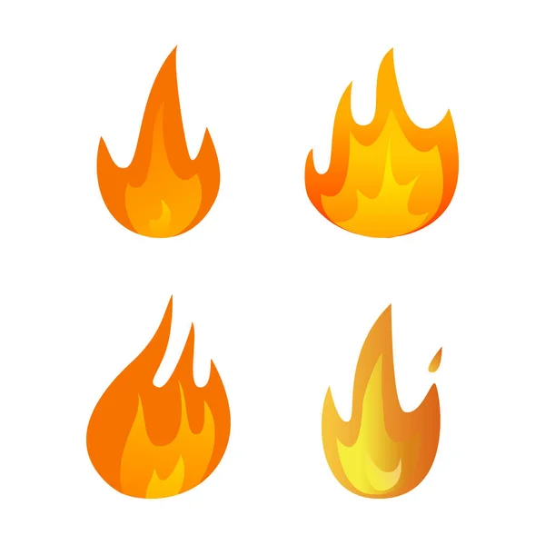 Icono de llama de fuego de dibujos animados conjunto. Diseño vectorial . — Vector de stock