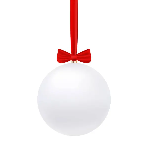 Bílý sněžný vánoční stromeček na červeném řetězci . — Stockový vektor