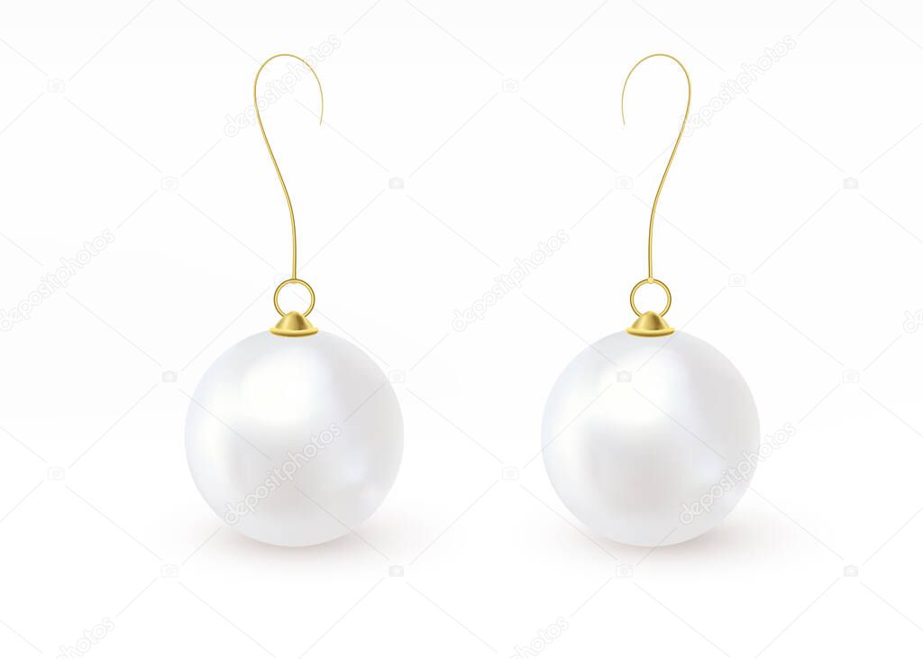 Pearl earrings Spherical beautiful 3D orb with transparent background.