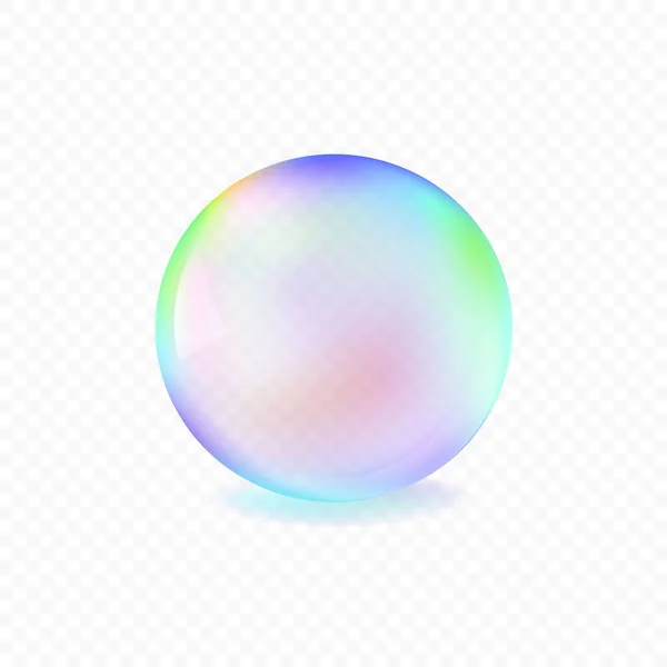 Realistic soap bubble isolated on transparent background. Vector illustration. — Stock Vector