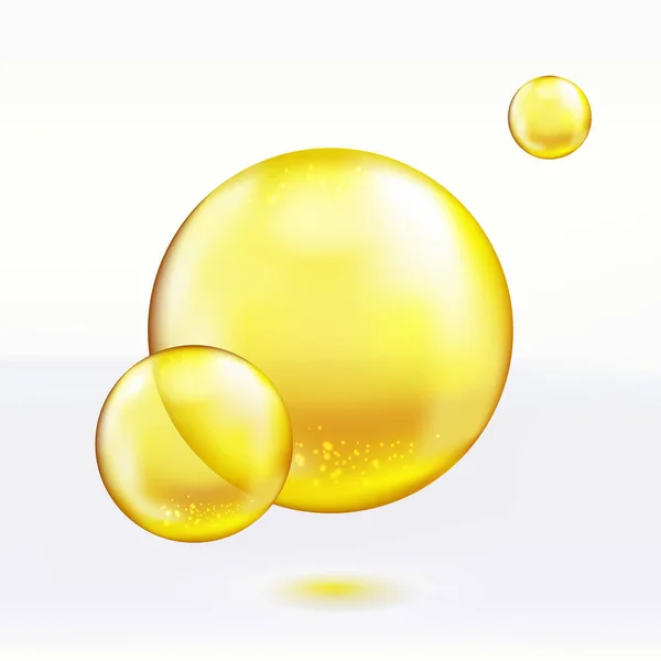 白い背景に単離されたビタミン油バブル. — ストックベクタ