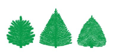 Beyaz arkaplanda izole edilmiş Noel ağacı.