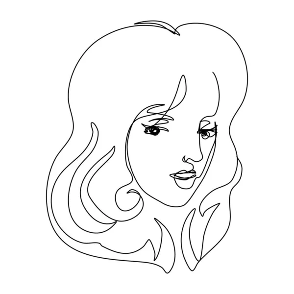 Abstract continuous woman face in one line style. — Stock Vector