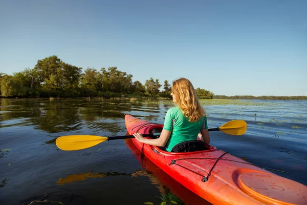 Woman Kayak River — Stock Photo, Image