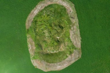 Iskit kralının mezar höyüğünün manzara görünümü, havadan görünüm.