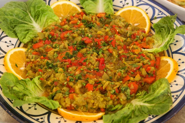 Салат Томатов Перца Традиционная Марокканская Кухня — стоковое фото