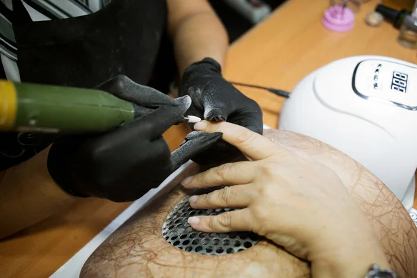 Hardware Manicure Process Cutting Top Layer Nail Polish Nail — Stock Photo, Image