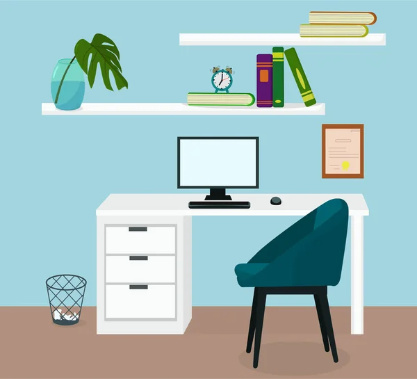 Lugar Trabajo Casa Concepto Freelance — Vector de stock