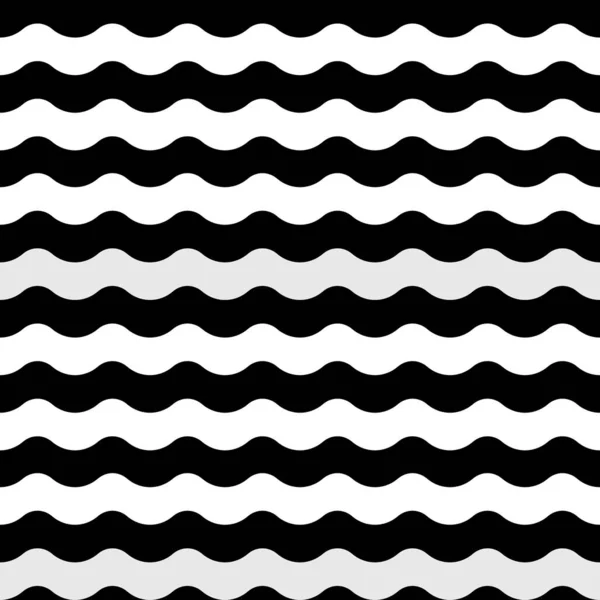 Modèle de lignes horizontales ondulées noires et blanches sans vecteur. Modèle sans couture vectoriel dans un design simple — Image vectorielle