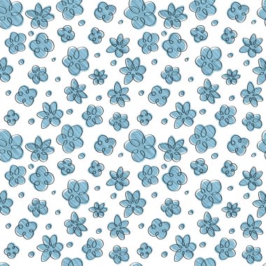 Siyah bir arka plan üzerinde doodle çiçekler. Vektör dikişsiz desen. U