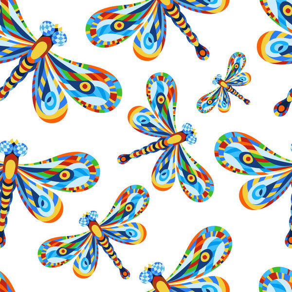 Dragonfly seamless pattern. Dragonfly background. Creative backg