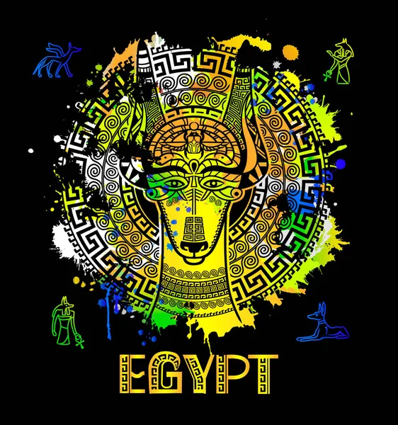 Imagen vectorial de un perro egipcio. Adorno del antiguo Egipto. Dios mío. — Vector de stock
