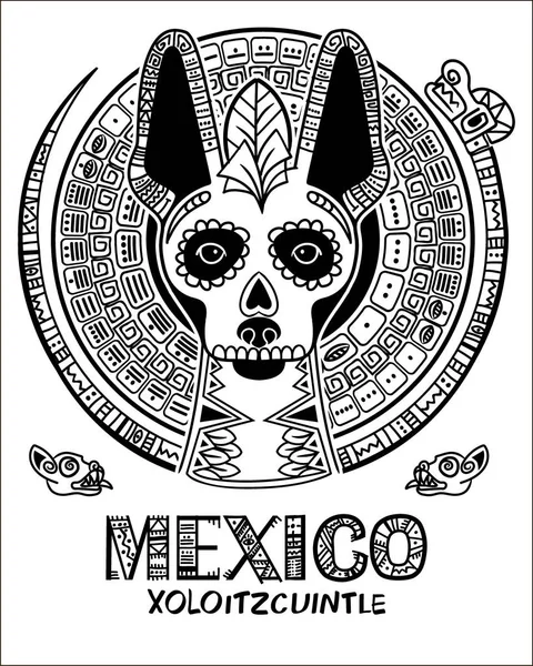 Vektorový obraz psa v etnickém stylu. Mexický pes a Mexičan — Stockový vektor
