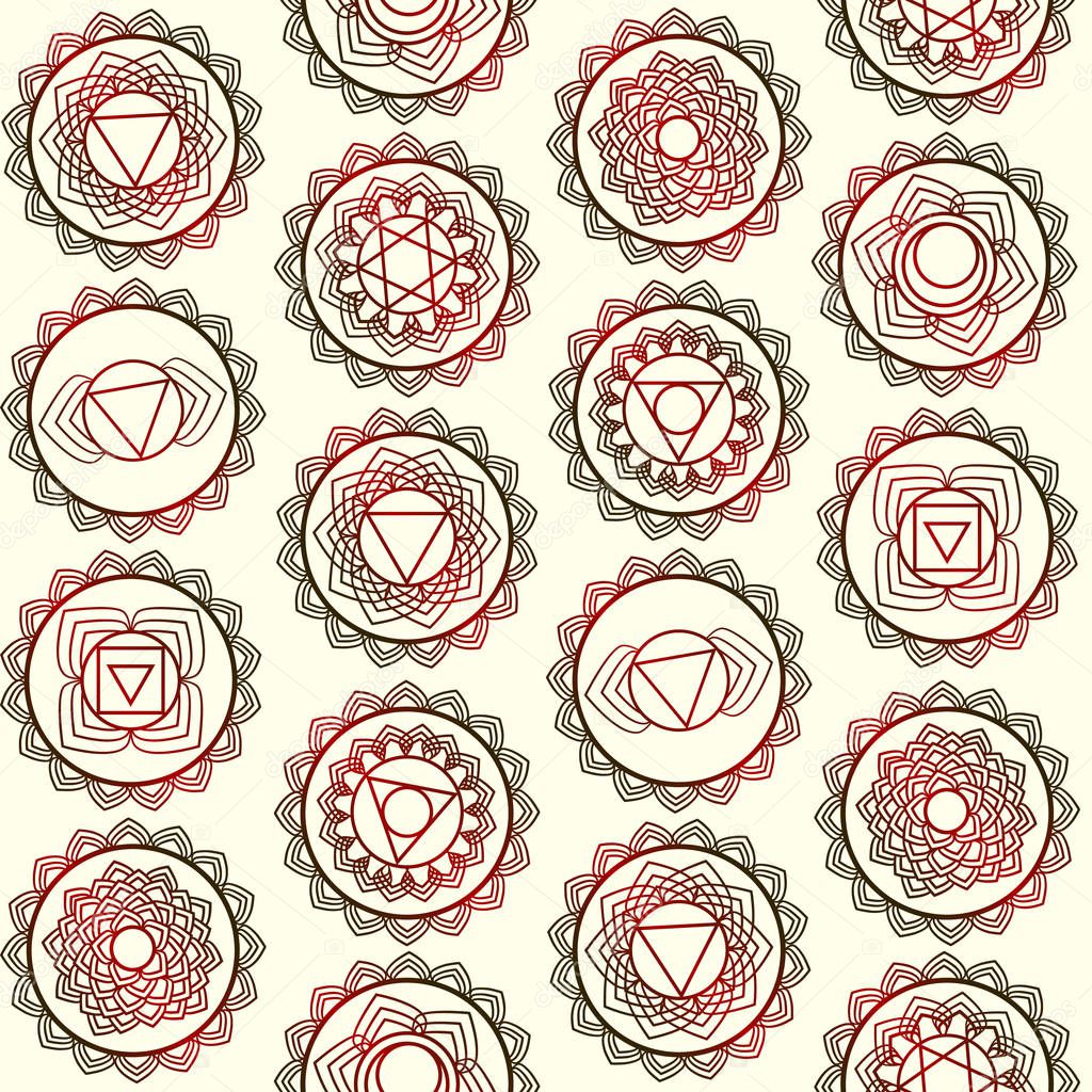Mandala, seamless tribal pattern indian medallion, kaleidoscope.